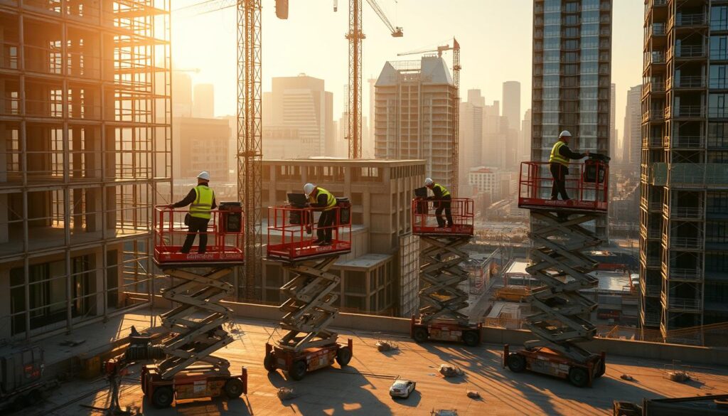 construction workers using access equipment construction workers using access equipment